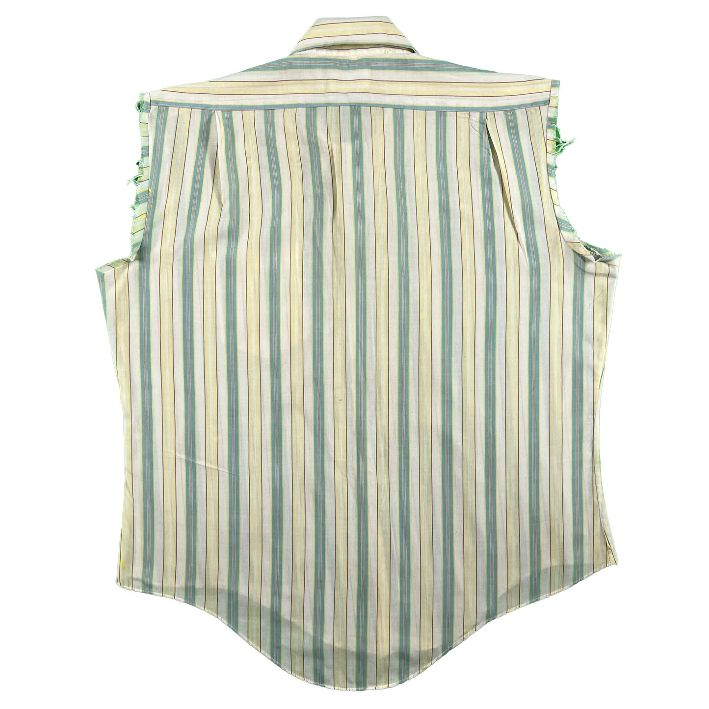 70s Sleeveless Striped Button Up Shirt- L