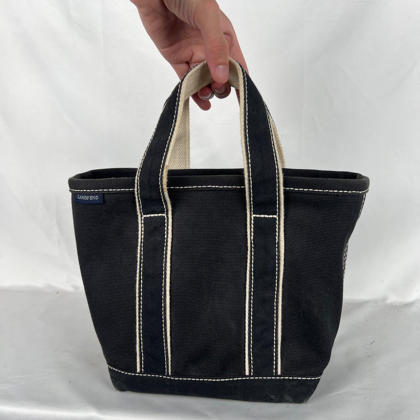 Lands' End XS Black Canvas Tote Bag