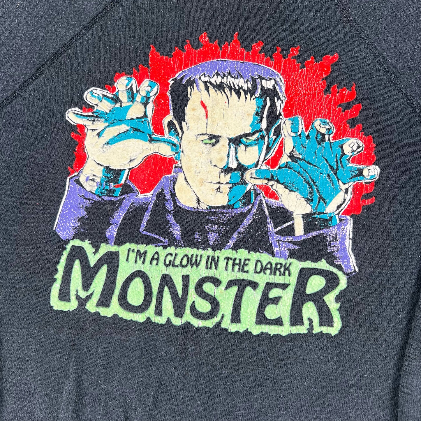 80s Glow in the Dark Frankenstien Sweatshirt- XS