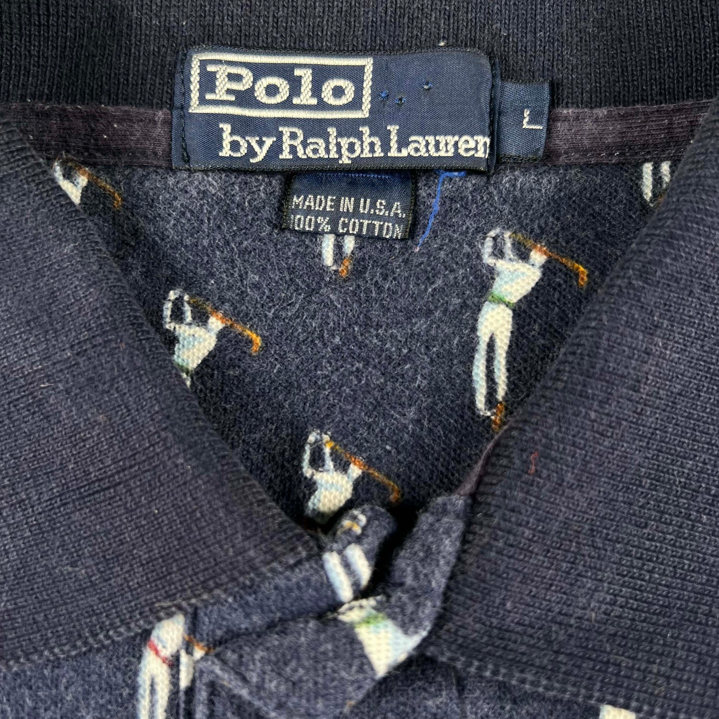 90s Polo by Ralph Lauren Golf Print Polo Shirt- L