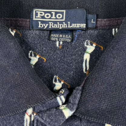 90s Polo by Ralph Lauren Golf Print Polo Shirt- L