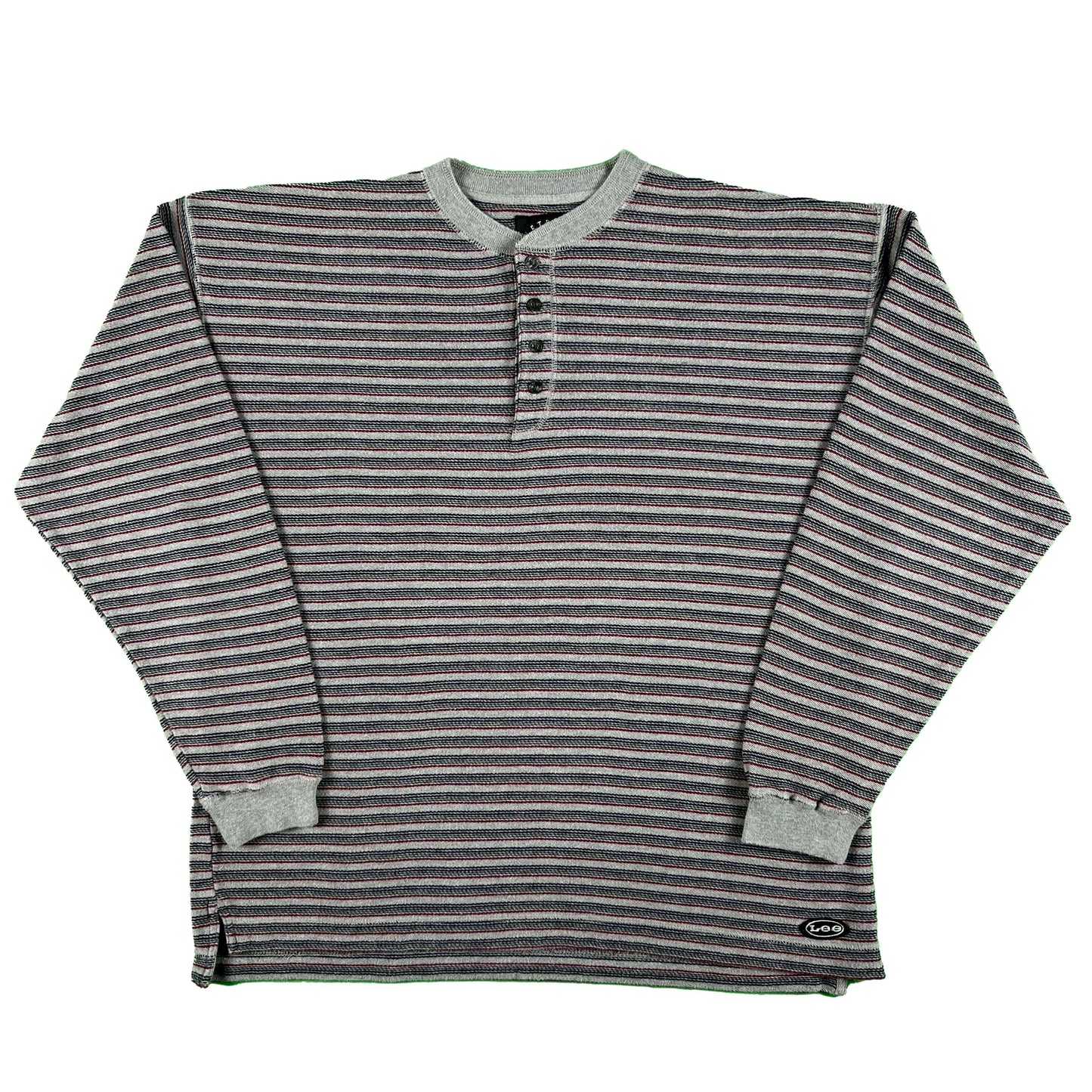 90s Lee Riveted Striped Henley Thermal- L