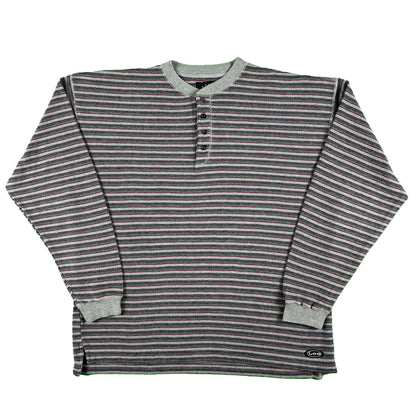 90s Lee Riveted Striped Henley Thermal- L