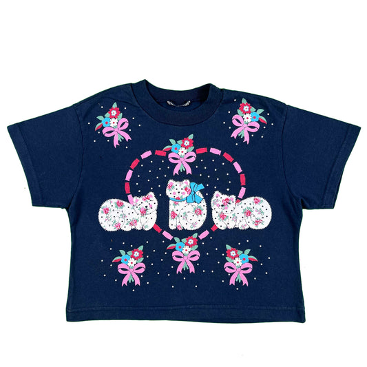 90s Cats Navy Blue Baby Tee