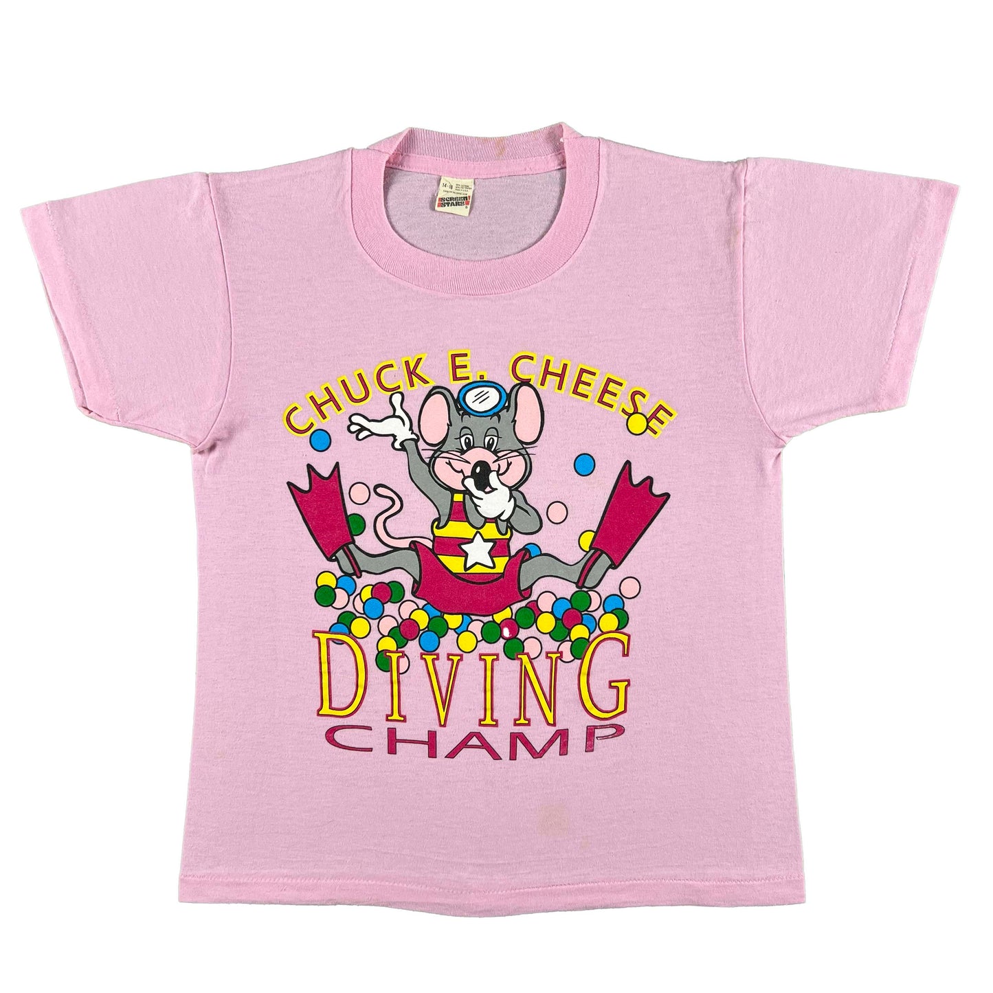 80s Chuck E. Cheese Diving Champ Tee- XS