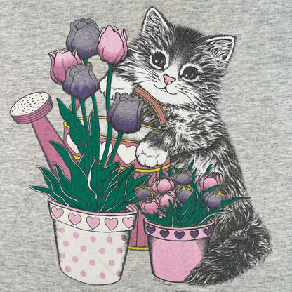 90s Adorable Cat and Tulips Tee- S