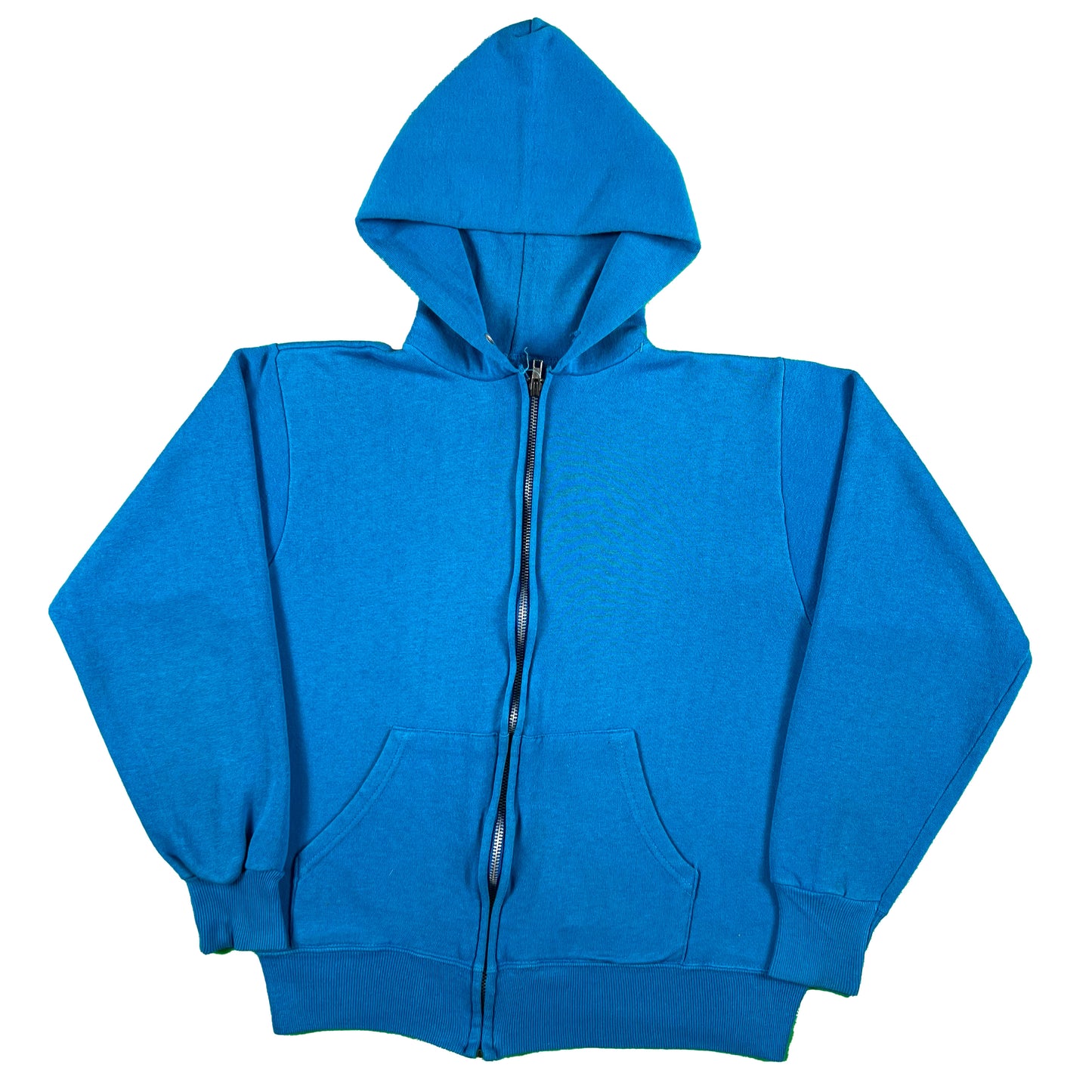 80s Blank Blue Razz Boxy Zip Up Hoodie- S