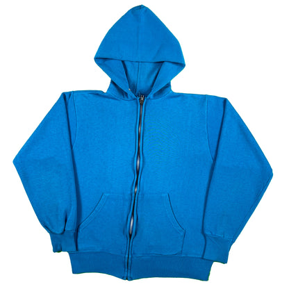 80s Blank Blue Razz Boxy Zip Up Hoodie- S