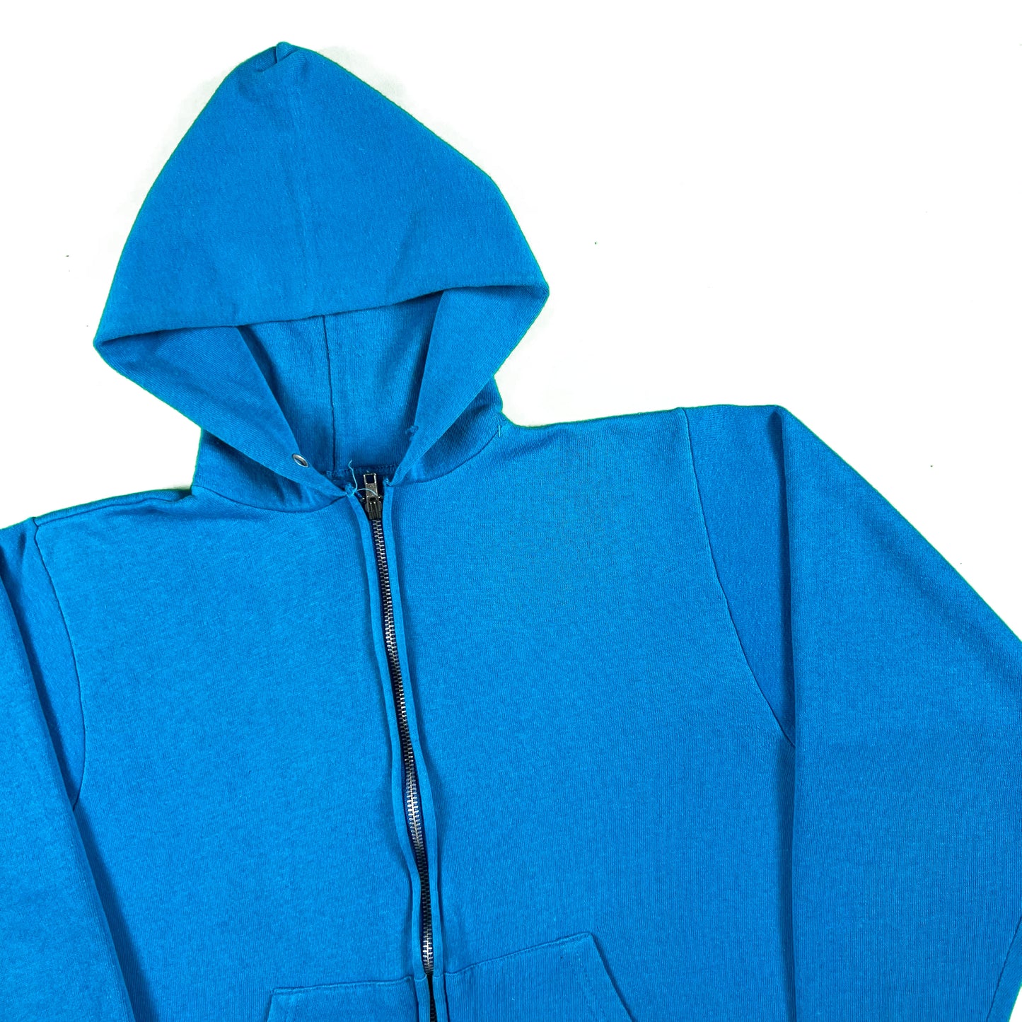 80s Blank Blue Razz Boxy Zip Up Hoodie- S