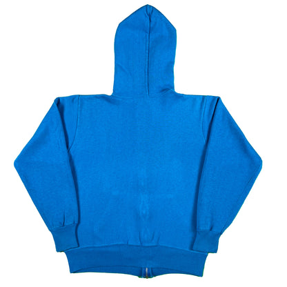 80s Blank Blue Razz Boxy Zip Up Hoodie- S