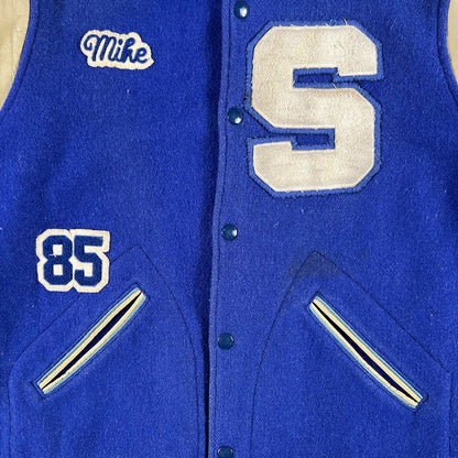 80s Wool and Leather Varsity Jacket- M