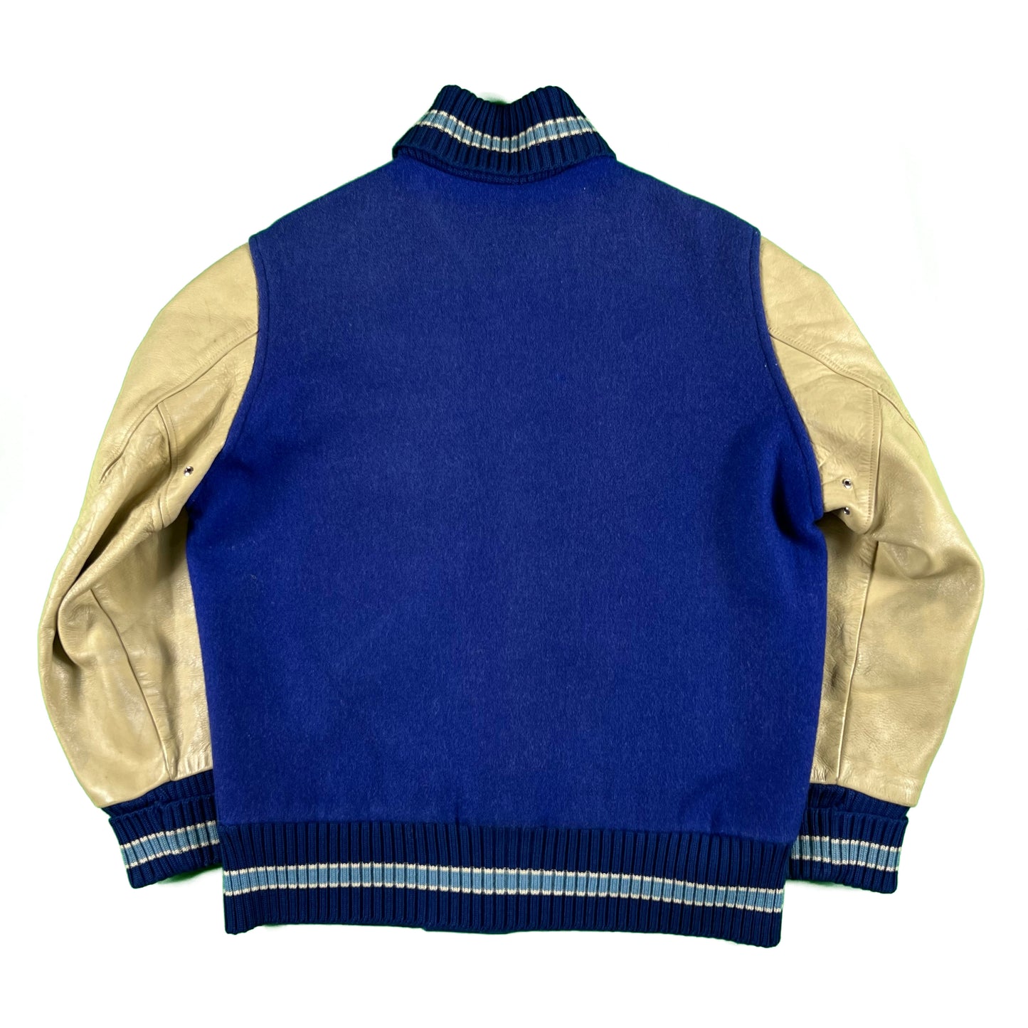 80s Wool and Leather Varsity Jacket- M