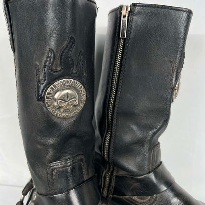 00s Harley Davidson Black Moto Engineer Boots- M's 10, W's 11.5