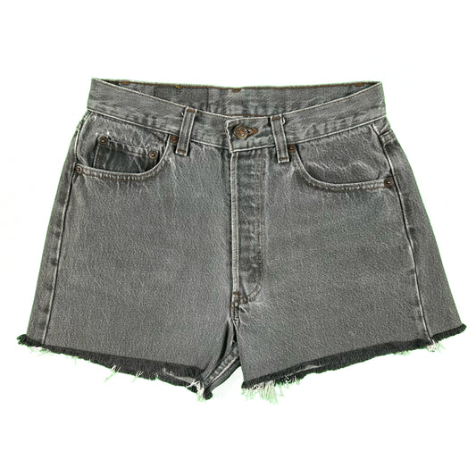 80s Sun Faded Black Levi's 501 Cut Off Denim Shorts- 26x3
