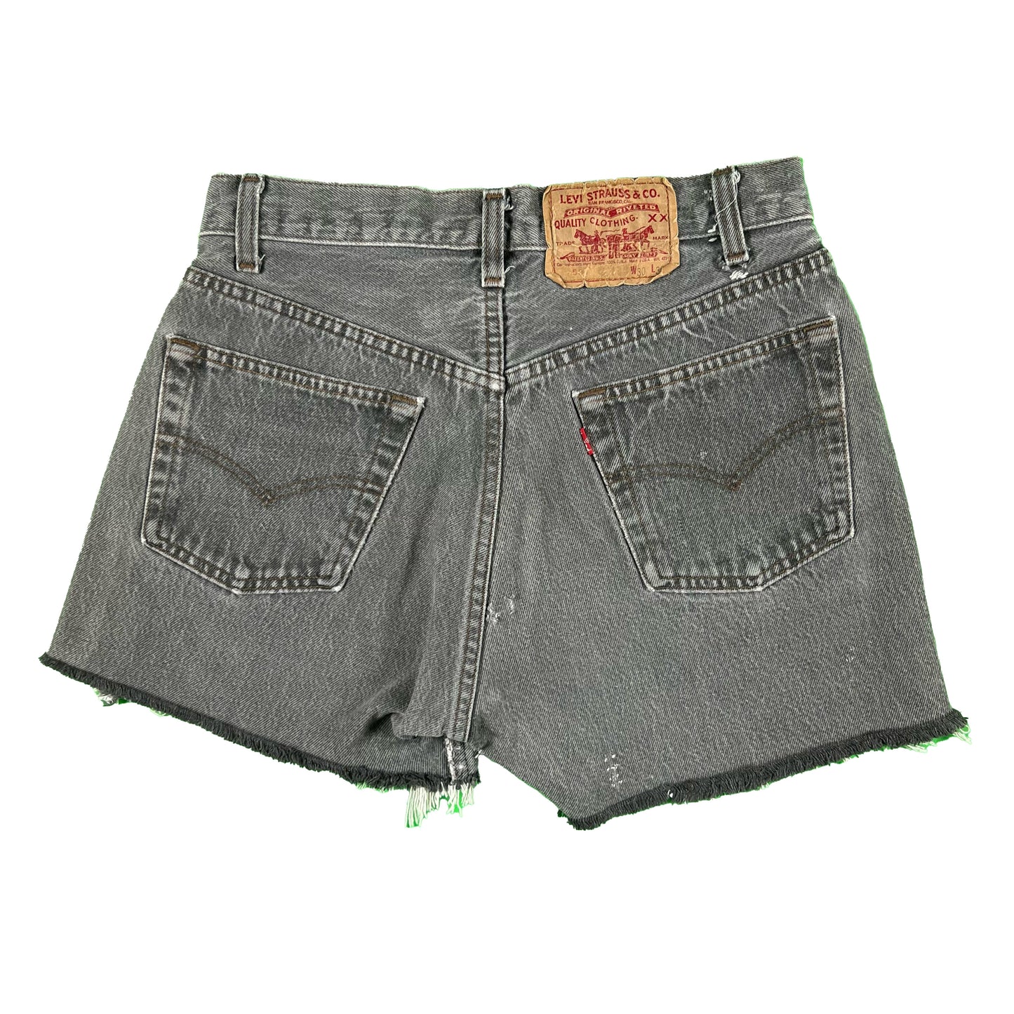 80s Sun Faded Black Levi's 501 Cut Off Denim Shorts- 26x3