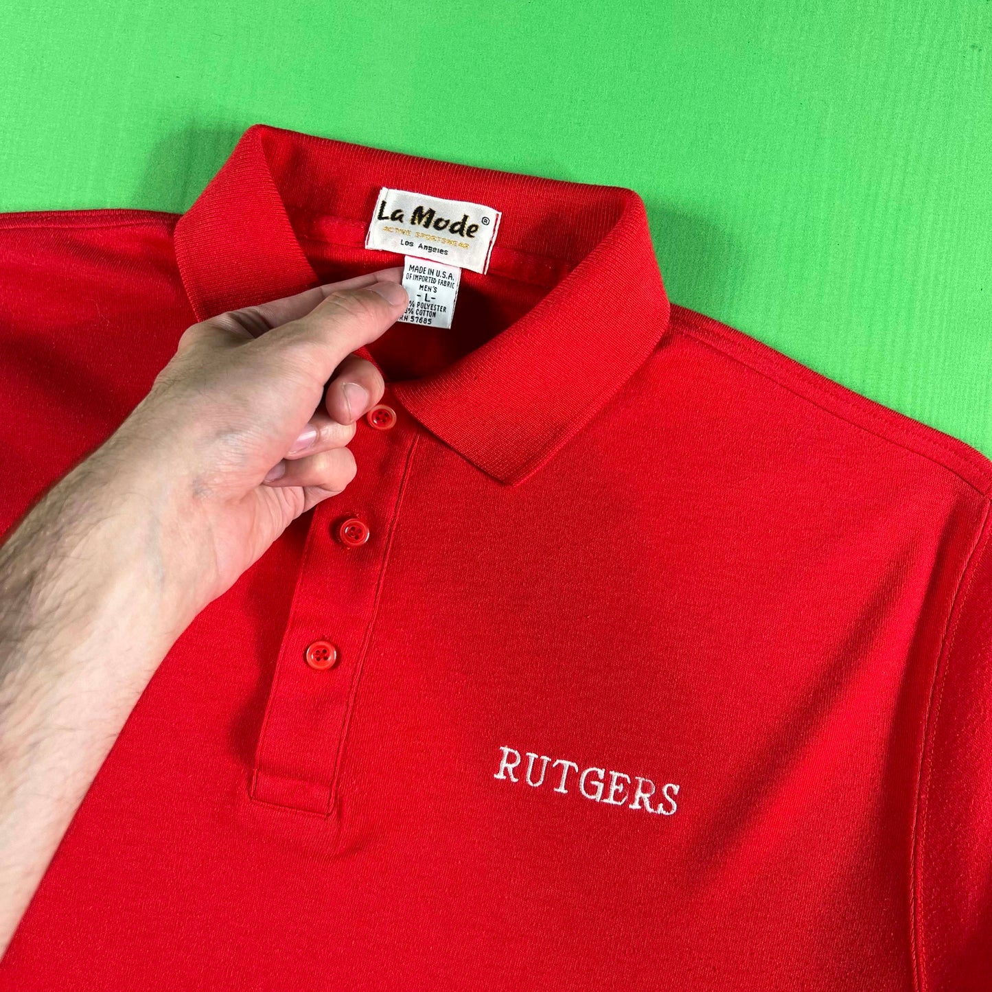 80s Rutgers Scarlet Knights Polo Shirt- L
