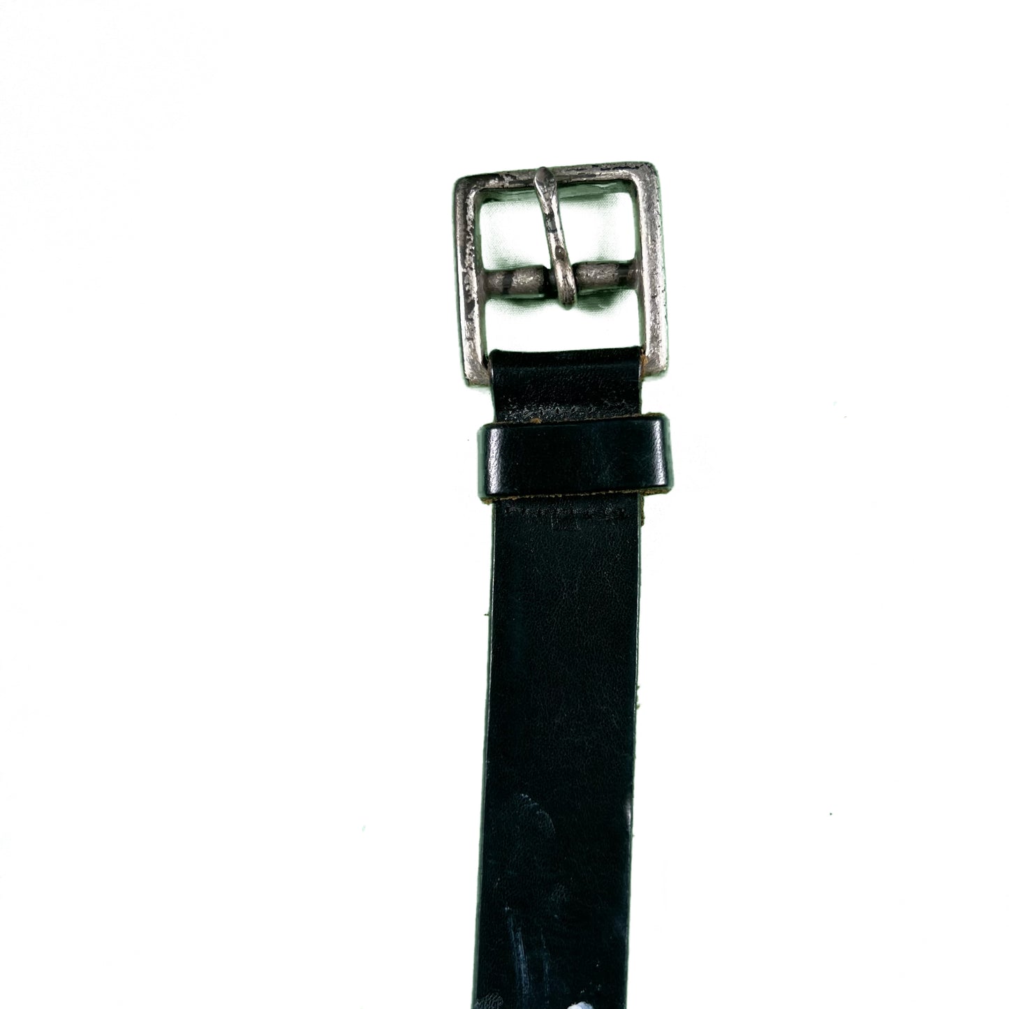 80s Square Buckle Black Leather Belt- 32-36