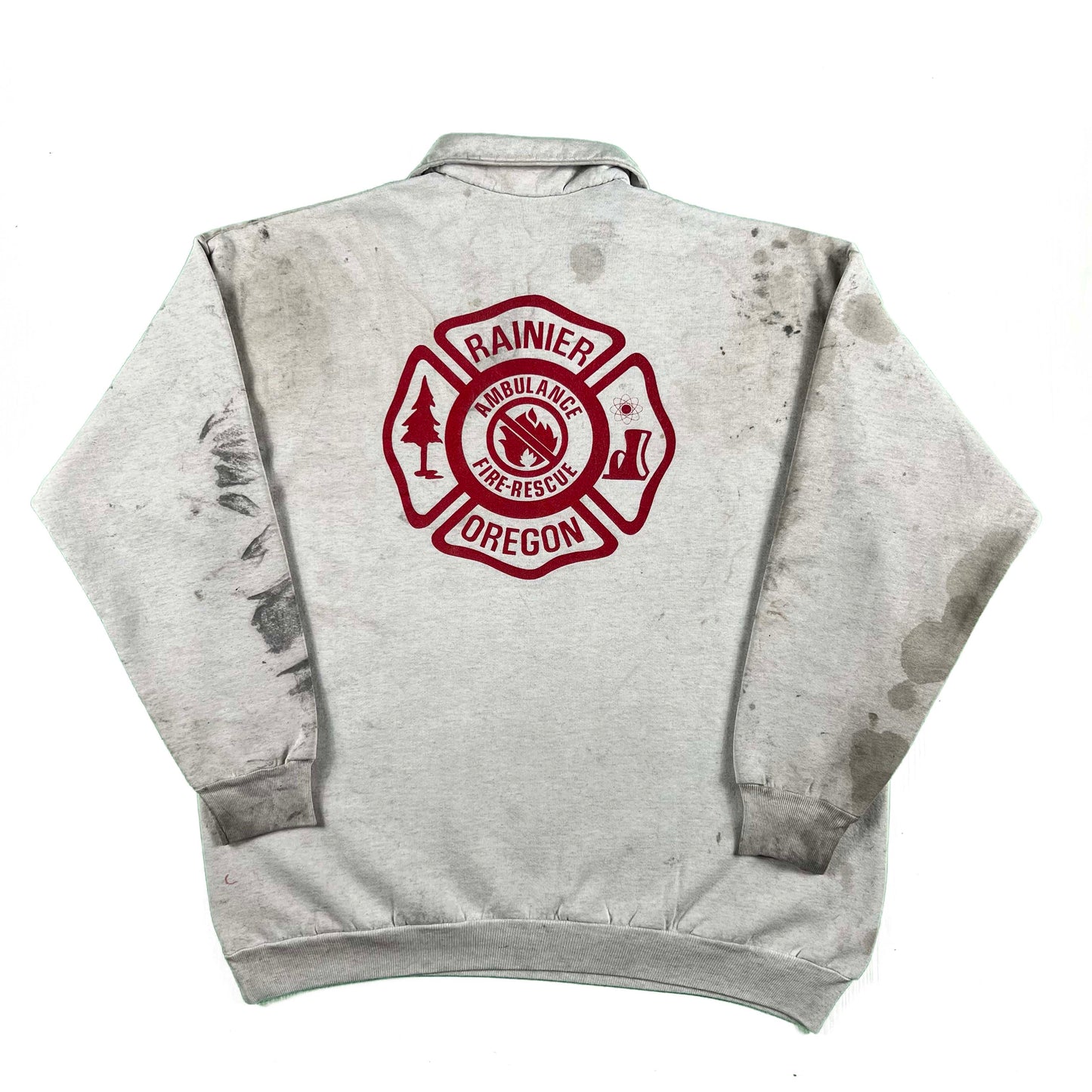 90s Painted & Thrashed Rainier F&R 1/4 Zip Sweatshirt- XL