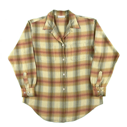 90s Banana Republic Shadow Plaid Loop Collar Flannel Shirt- S
