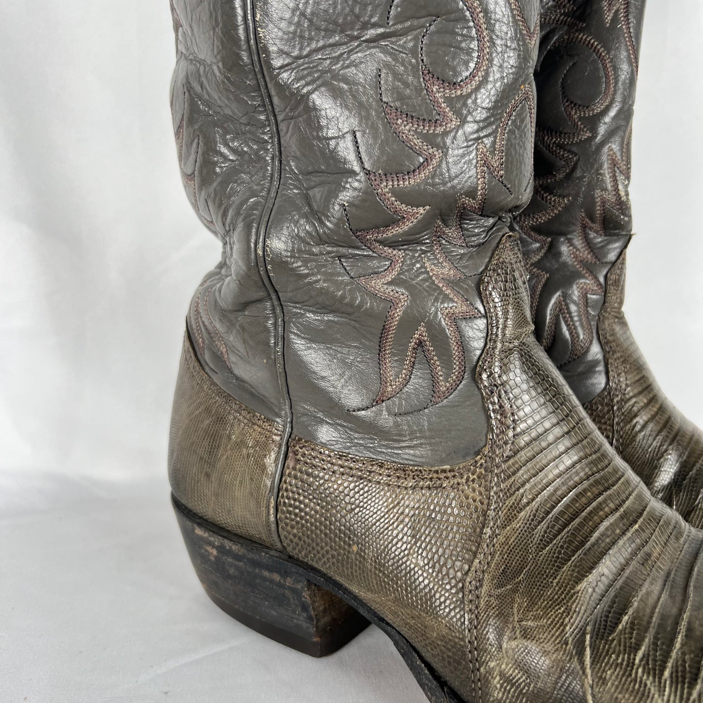 80s Two Tone Grey Nocona Cowboy Boots- M's 8.5, W's 10