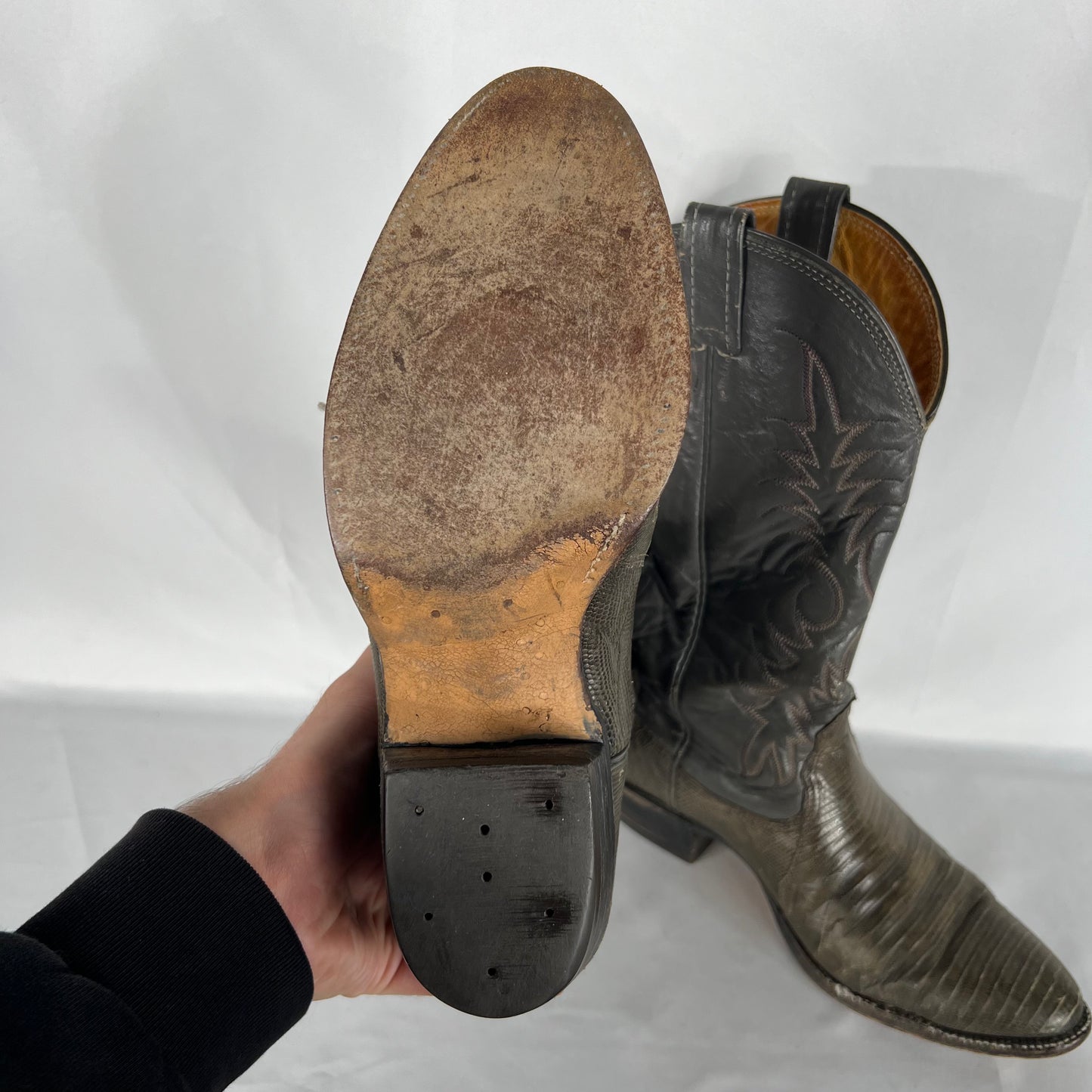 80s Two Tone Grey Nocona Cowboy Boots- M's 8.5, W's 10