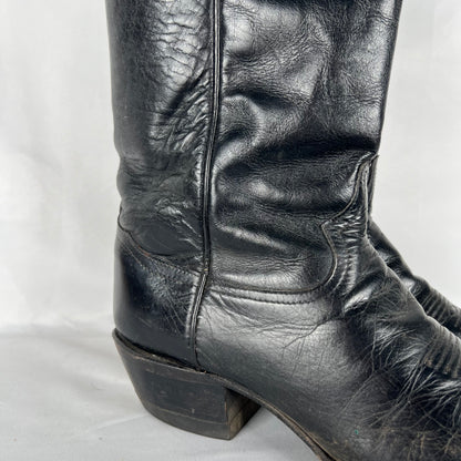 70s/80s Black Tony Lama Cowboy Boots- M's 9.5, W's 11