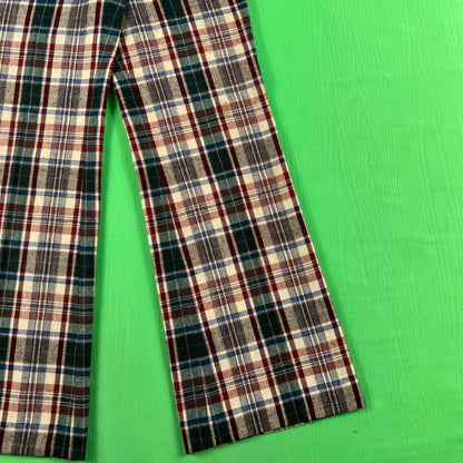 70s Plaid Flared Pants- 27x31