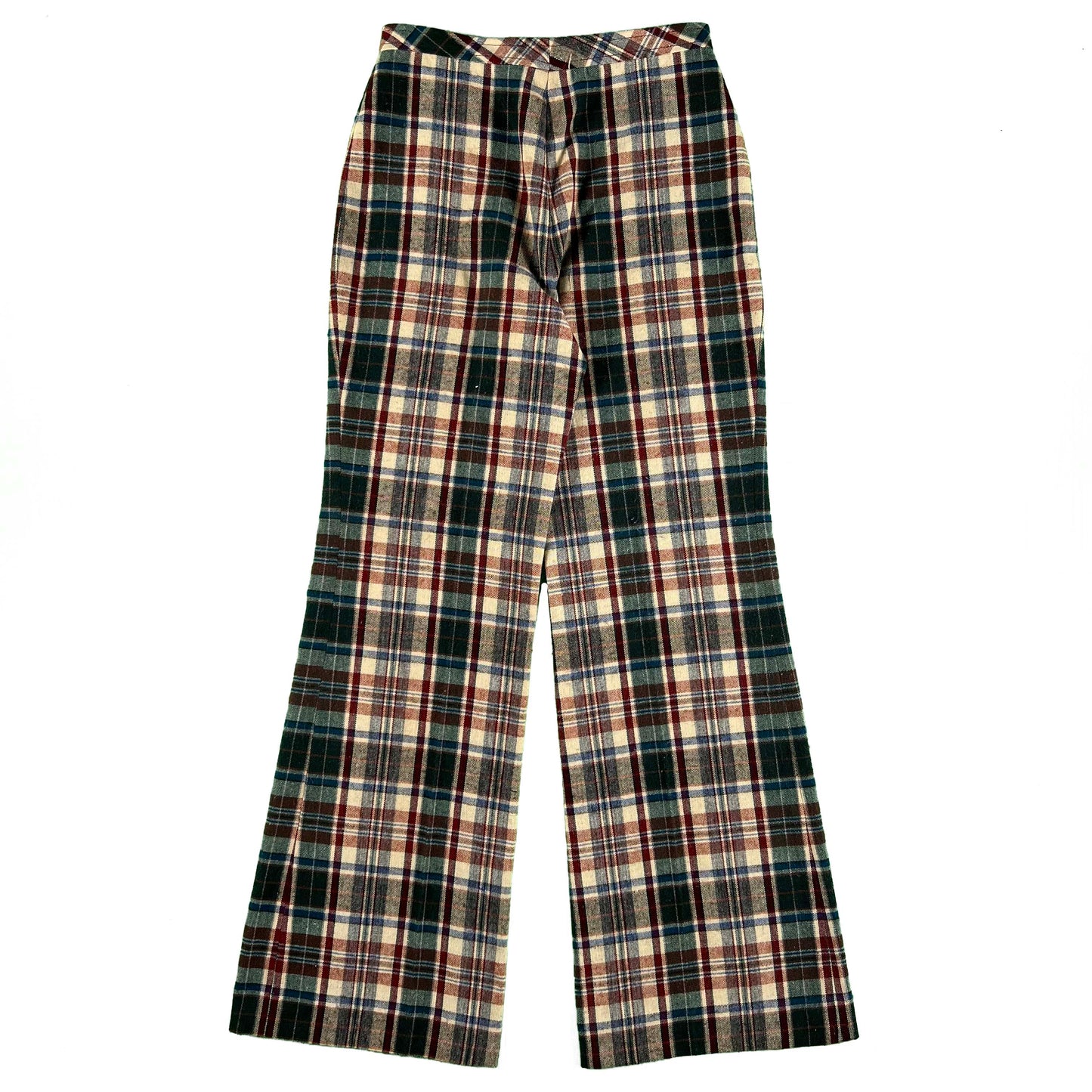 70s Plaid Flared Pants- 27x31