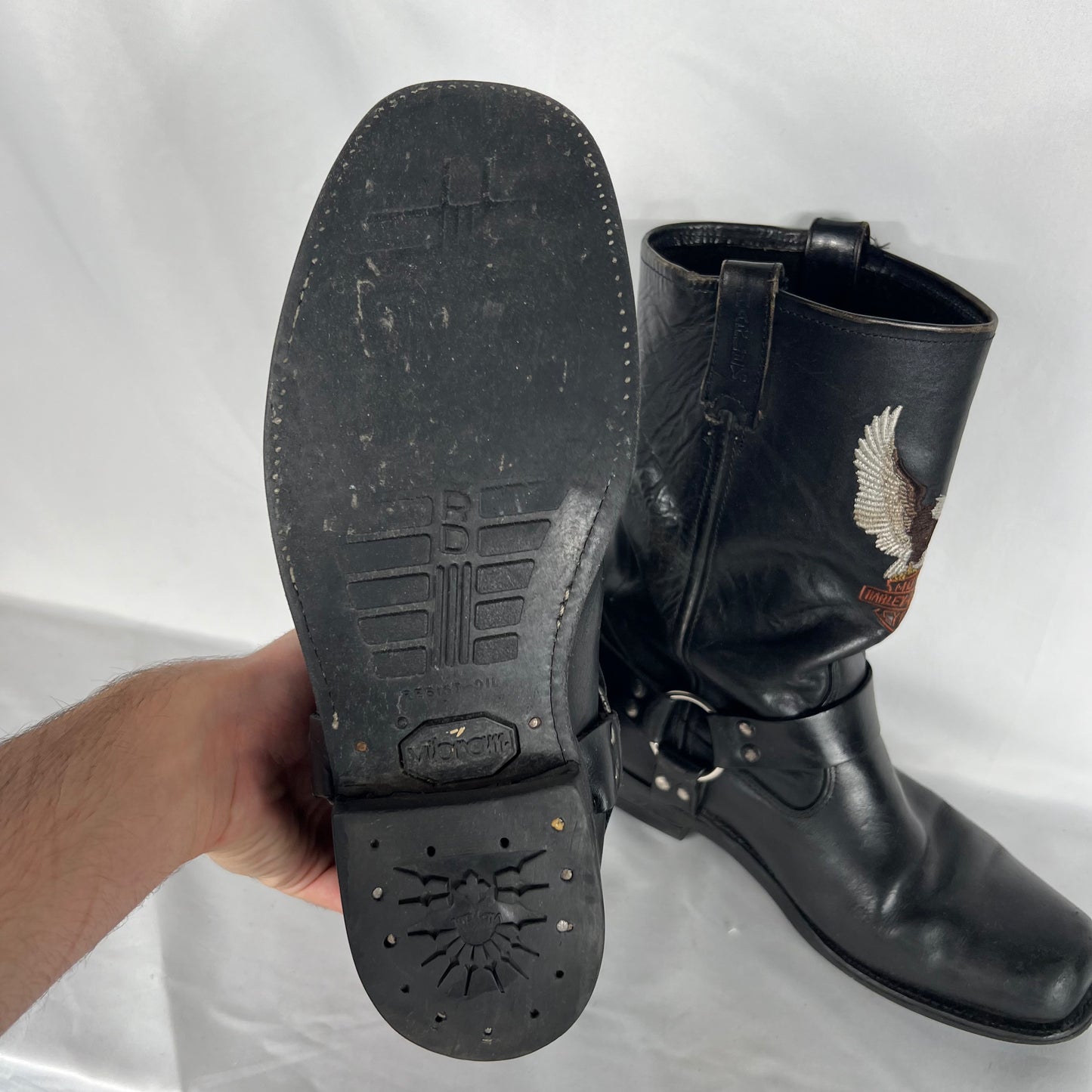 90s Harley Davidson Black Moto Harness Boots- M's 10.5, W's 12