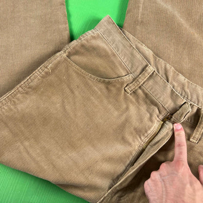80s Tan Straight Leg Corduroy Pants- 33x31