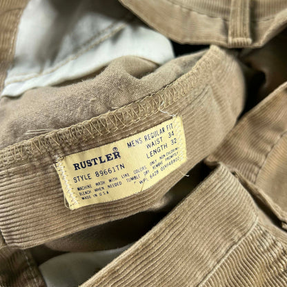 80s Tan Straight Leg Corduroy Pants- 33x31