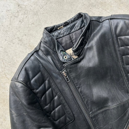 90s Wilson's Black Leather Moto Biker Jacket- M