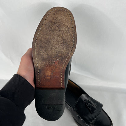 90s G.H. Bass Black Leather Tassel Loafers- M's 8, W's 9.5