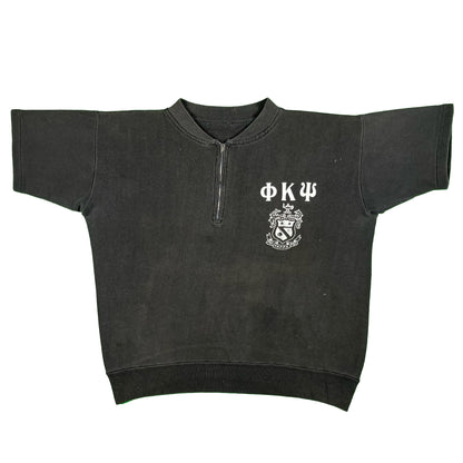 50s Faded Black 1/4 Zip Frat Sweat- M