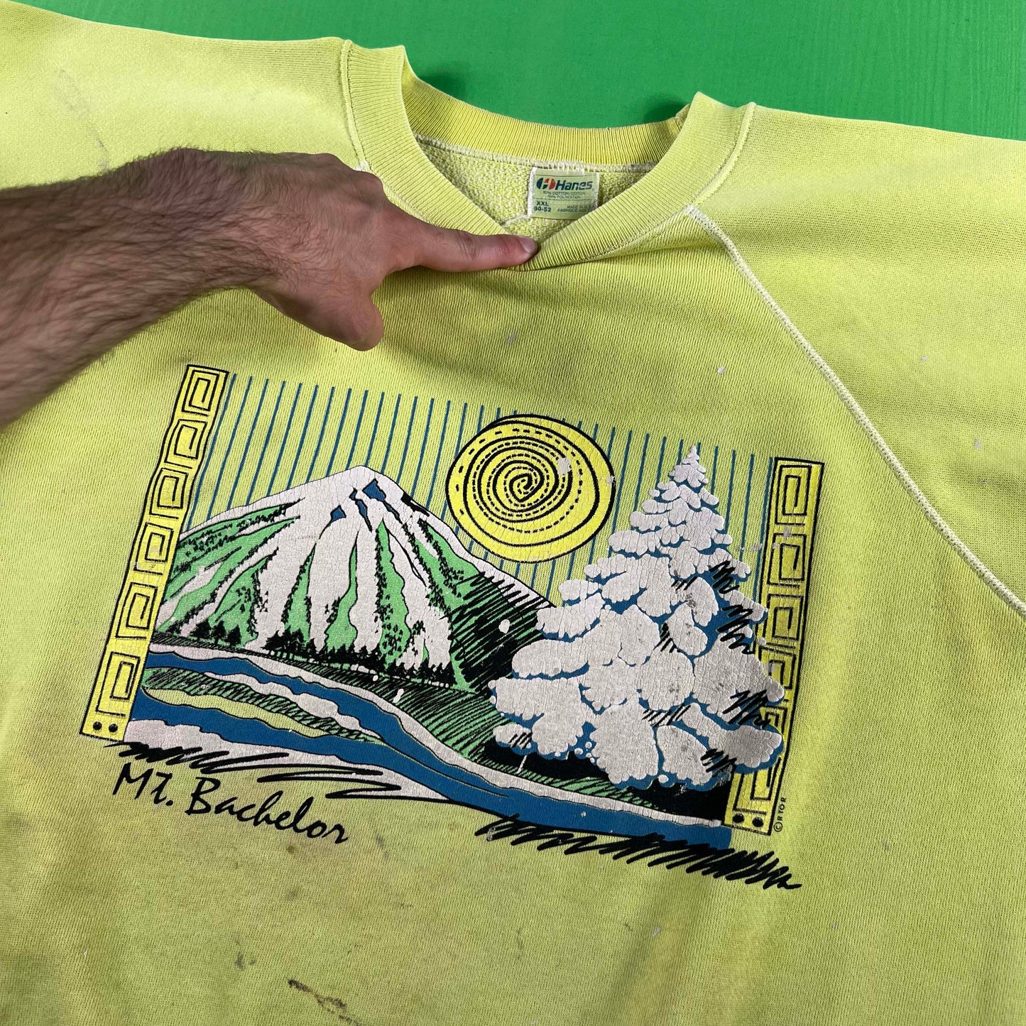 80s Mt. Bachelor Hi Vis Painter's Sweatshirt- XXL