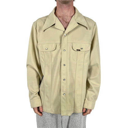 70s Lee Cream Polyester Shirt Jacket- L