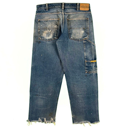 90s Prison Blues Distressed Double Knee Denim- 35x28