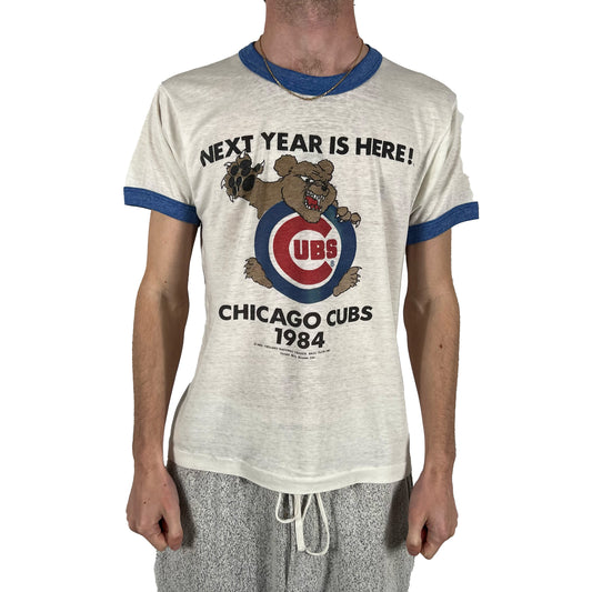 80s Chicago Cubs Ringer Tee- S