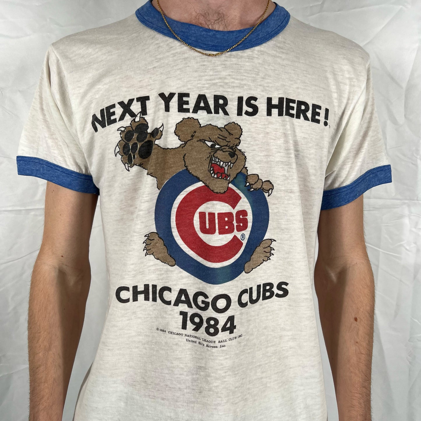 80s Chicago Cubs Ringer Tee- S