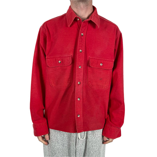 80s Faded Red Cropped Chamois Shirt- XL