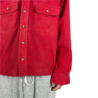 80s Faded Red Cropped Chamois Shirt- XL