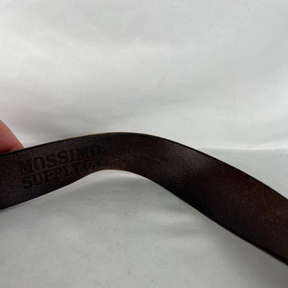 00s Square Buckle Patina Brown Leather Belt- L