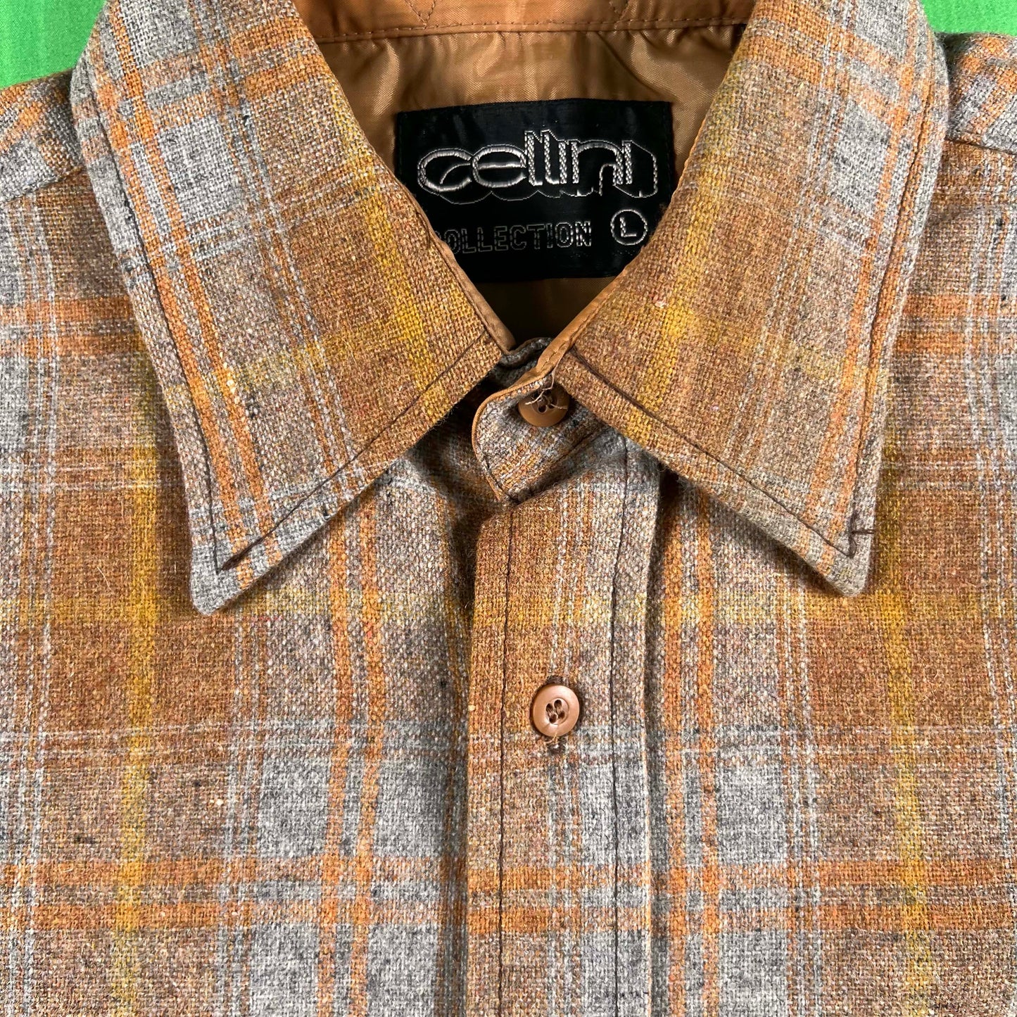 70s cellini Wool & Nylon Flannel Board Shirt- L