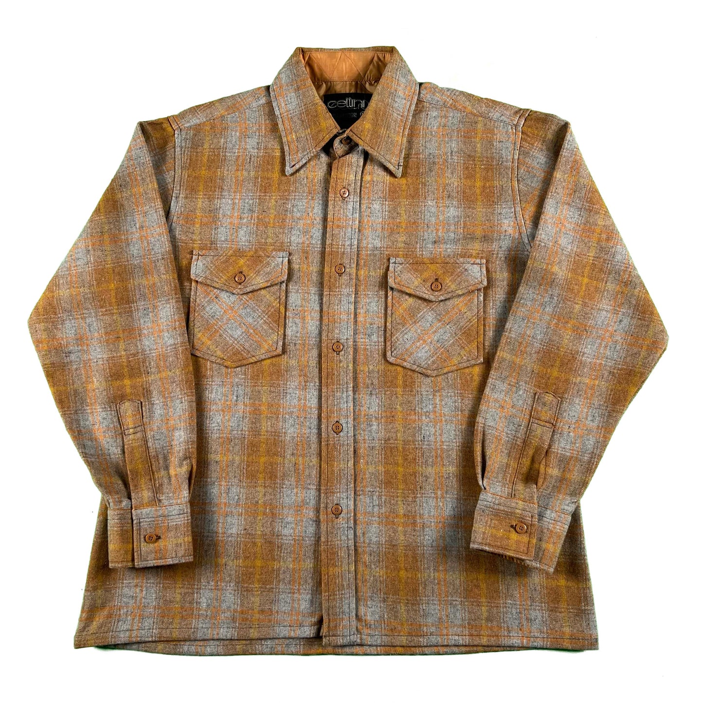 70s cellini Wool & Nylon Flannel Board Shirt- L