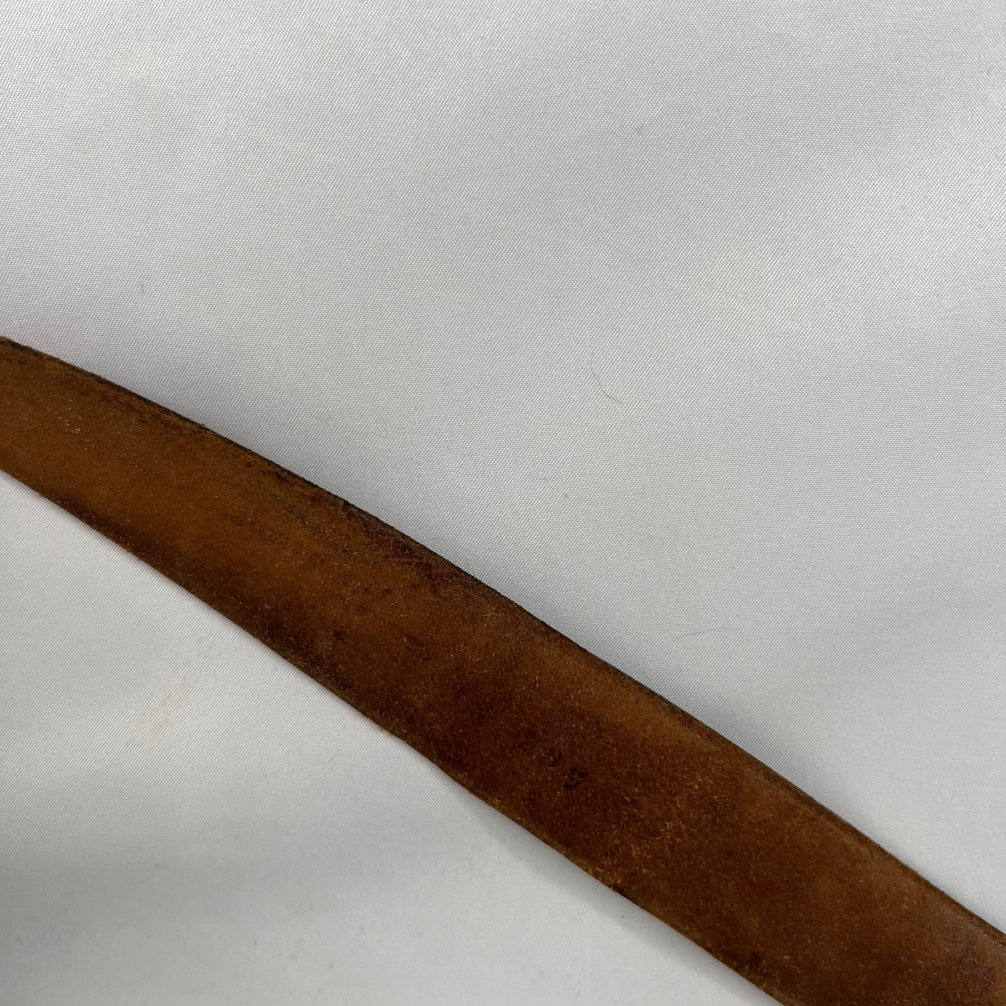 90s Long Buckle Patina Brown Leather Belt- 28"-32"