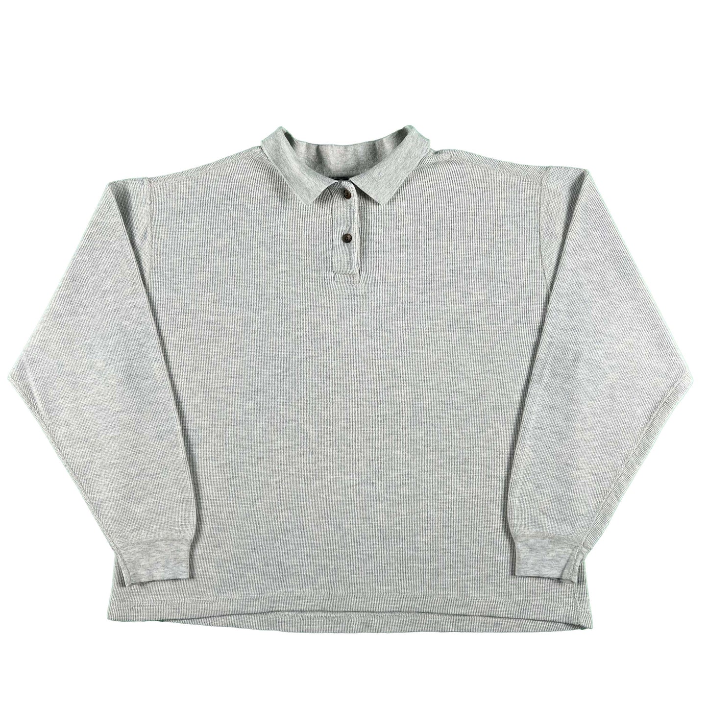 00s Lands' End Collared Waffled Knit Thermal- L
