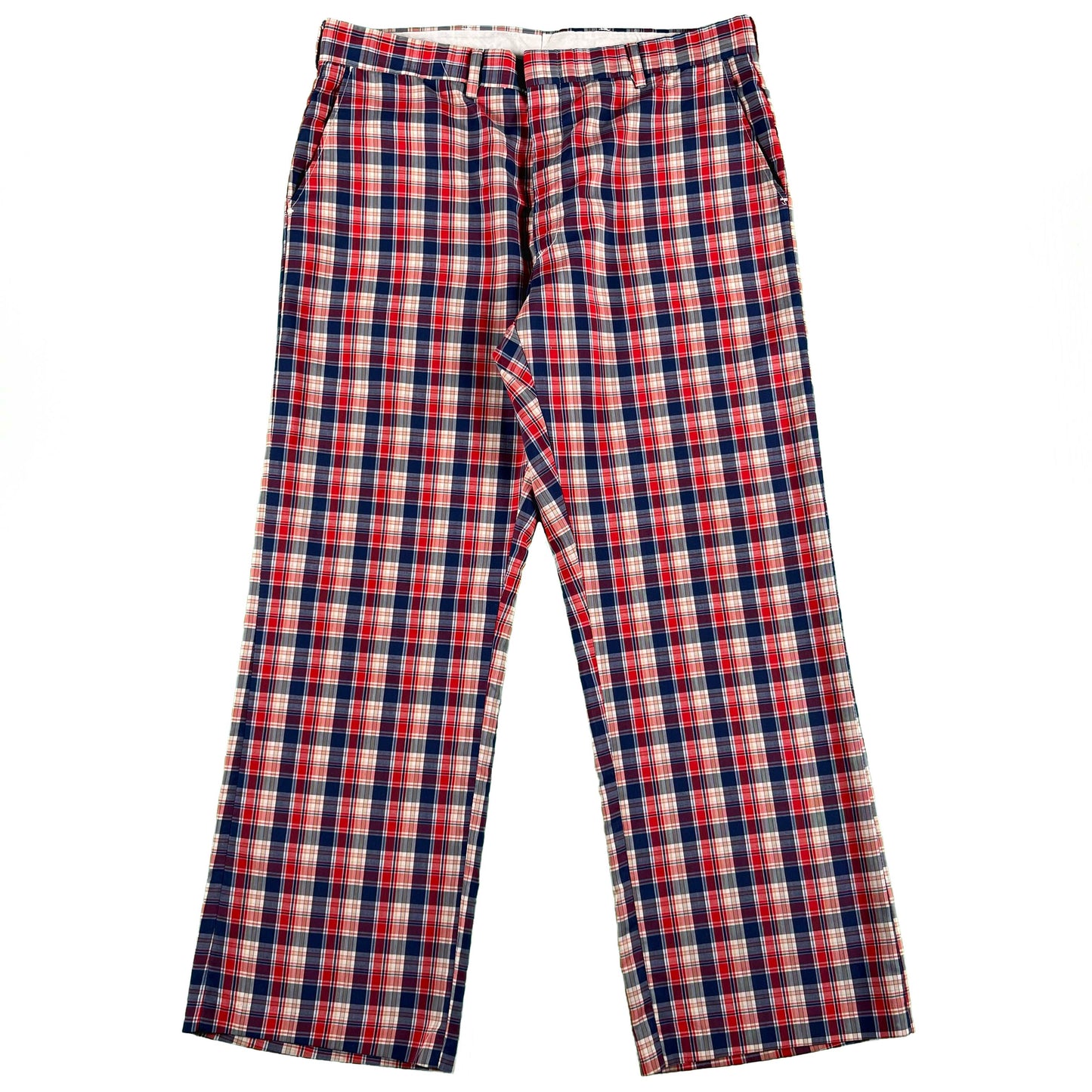 70s/80s Lightweight Plaid Trousers- 36x29