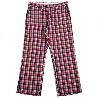 70s/80s Lightweight Plaid Trousers- 36x29