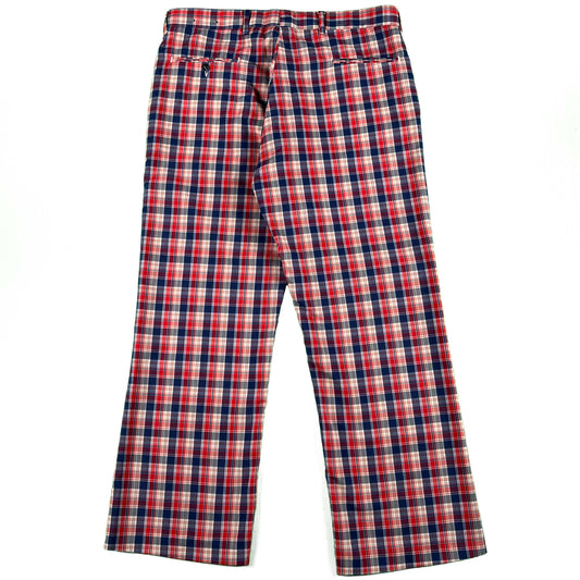 70s/80s Lightweight Plaid Trousers- 36x29