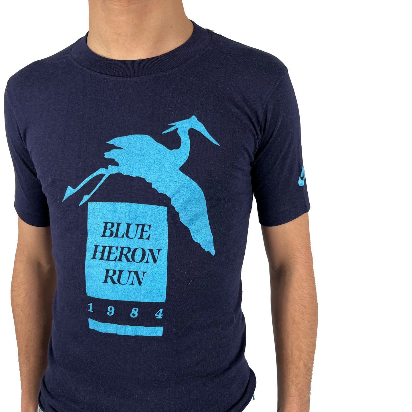 80s Nike Blue Heron Run Tee- XS